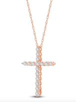 1/2 Carat Lab-Created Diamond Cross Necklace in 14K Rose Gold – 18″ Chain